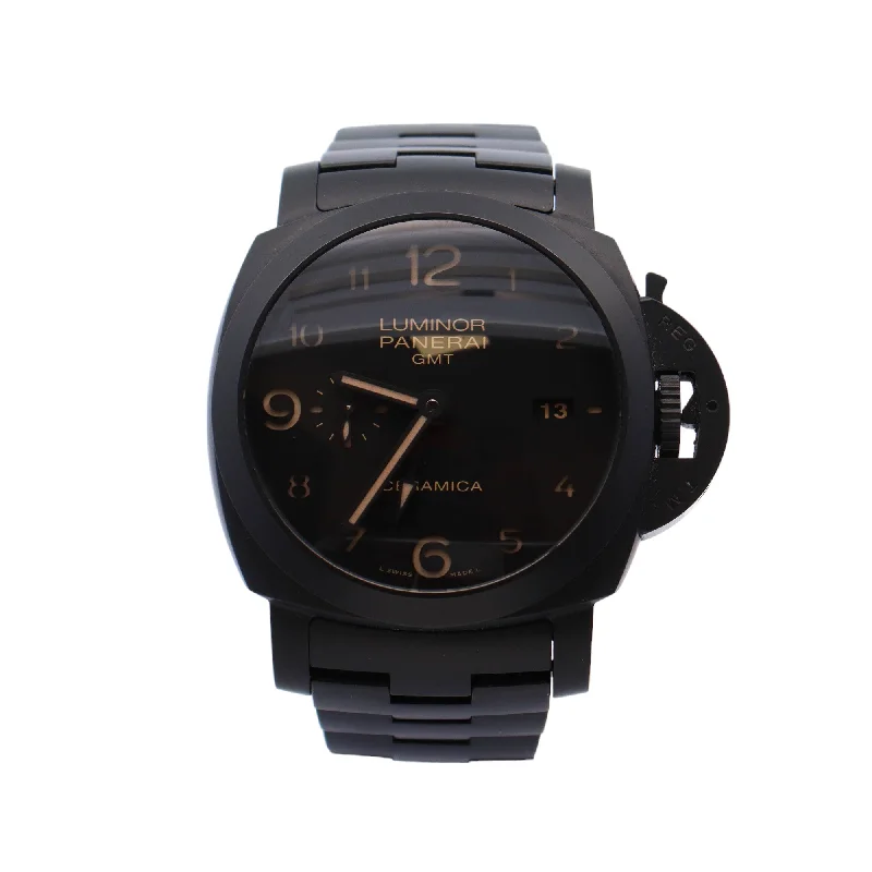 Panerai Luminor Ceramica GMT Black Ceramic 44mm Black Arabic Dial Watch Reference# PAM00438