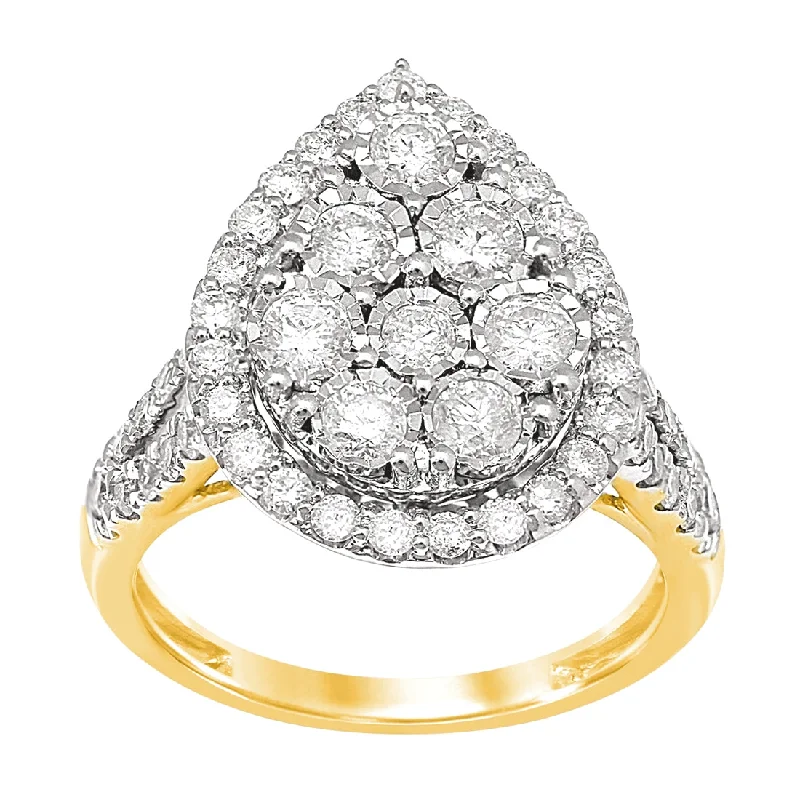 9ct Yellow Gold 1.00ct Diamond Pear Ring