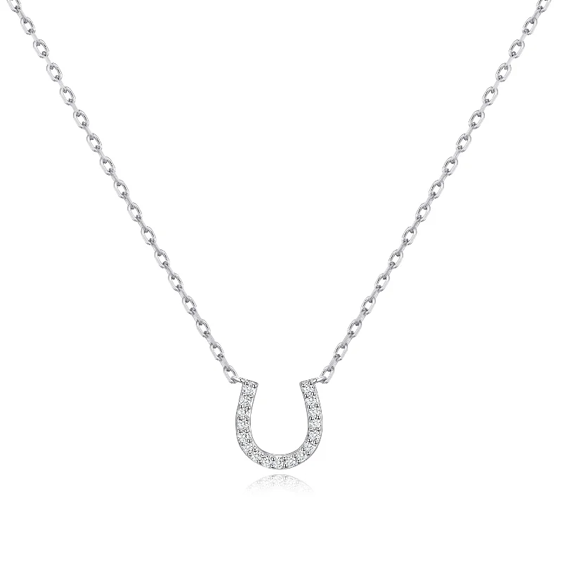 Horseshoe Necklace Created with Zircondia® Crystals