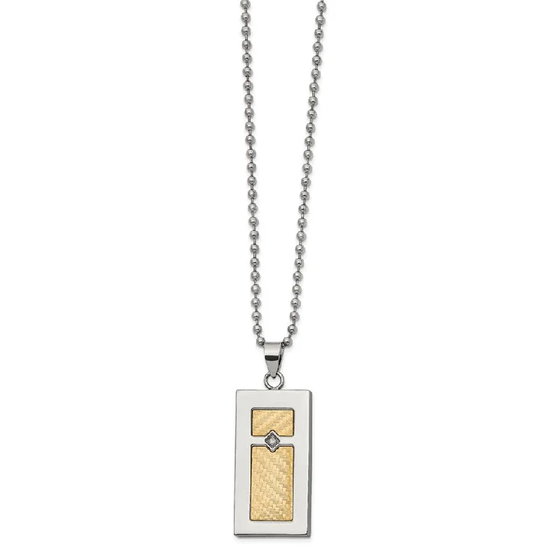 Stainless Steel, 18k Yellow Gold Accent .025ct Diamond Necklace, 24 In