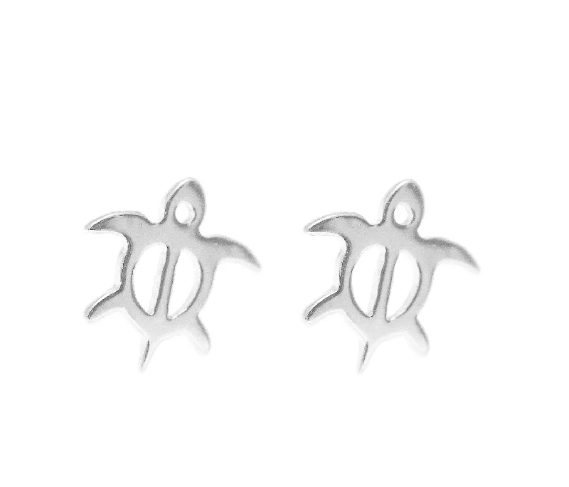 STERLING SILVER 925 HAWAIIAN HONU TURTLE STUD POST EARRINGS EXTRA SMALL 7.7MM