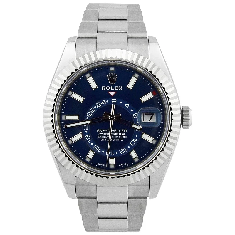 Rolex Sky-Dweller 42mm Stainless Steel Blue Stick Dial Watch Reference #: 326934