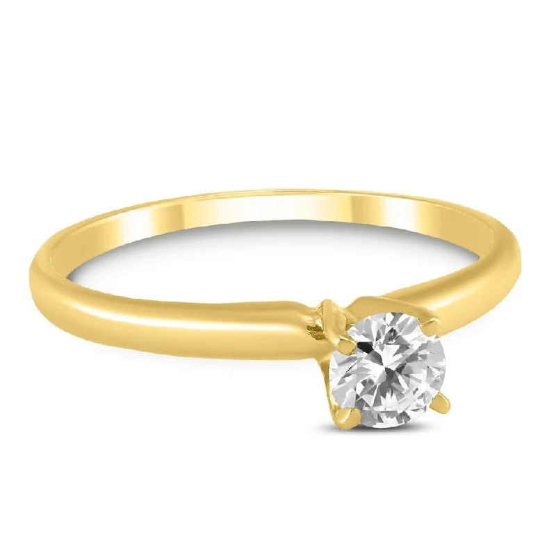 1/4 Carat Round Diamond Solitaire Ring in 14K Yellow Gold