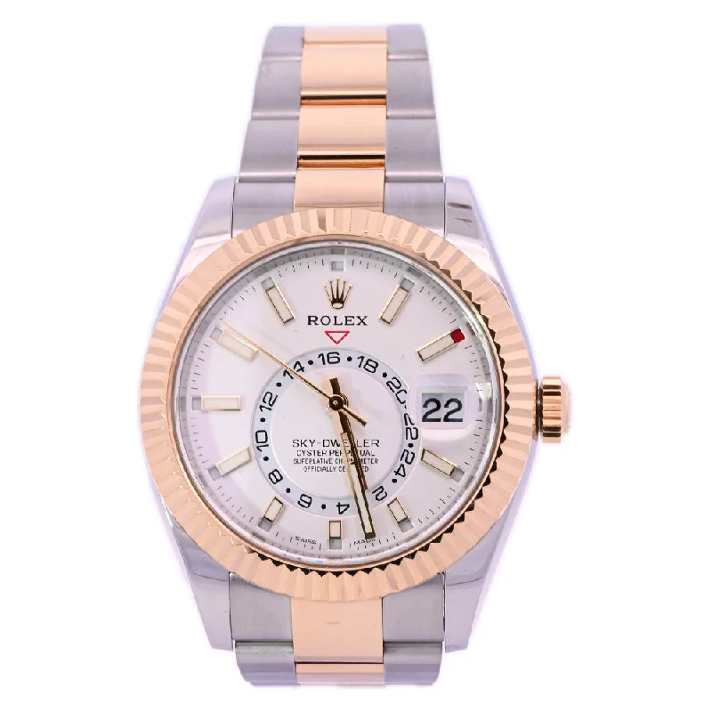 Rolex Sky-Dweller Two-Tone Stainless Steel & Yellow Gold 42mm White Stick Dial Watch Reference# 326933