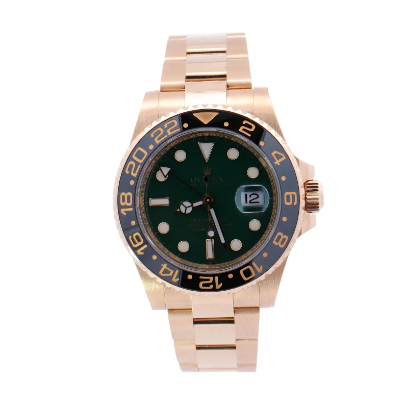 Rolex GMT Master II Yellow Gold 40mm Green Dot Dial Watch Reference #: 116718