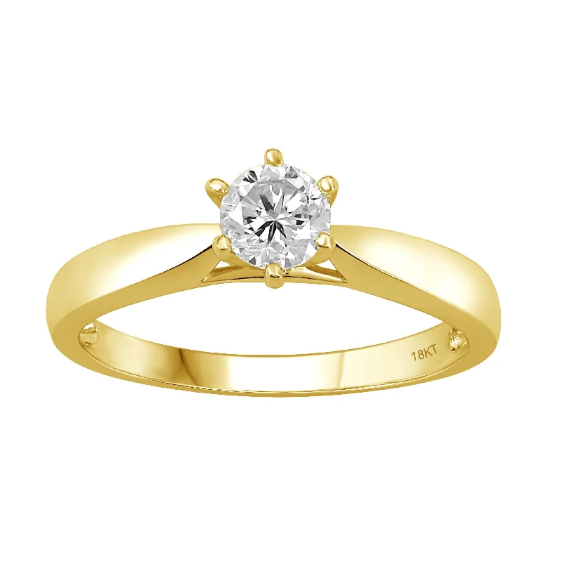 1/2ct Diamond Solitaire Taper Ring in 18ct Yellow Gold