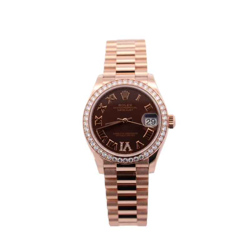 Rolex Datejust Rose Gold 31mm Chocolate Roman Dial Watch Reference #: 278285RBR