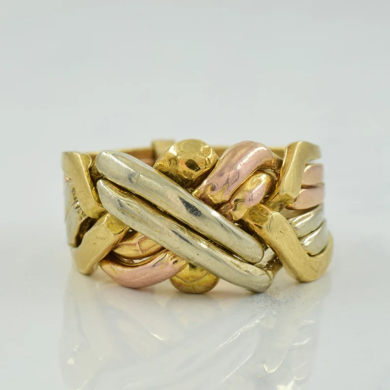 14k Tri Tone Gold Puzzle Ring | SZ 7.5 |