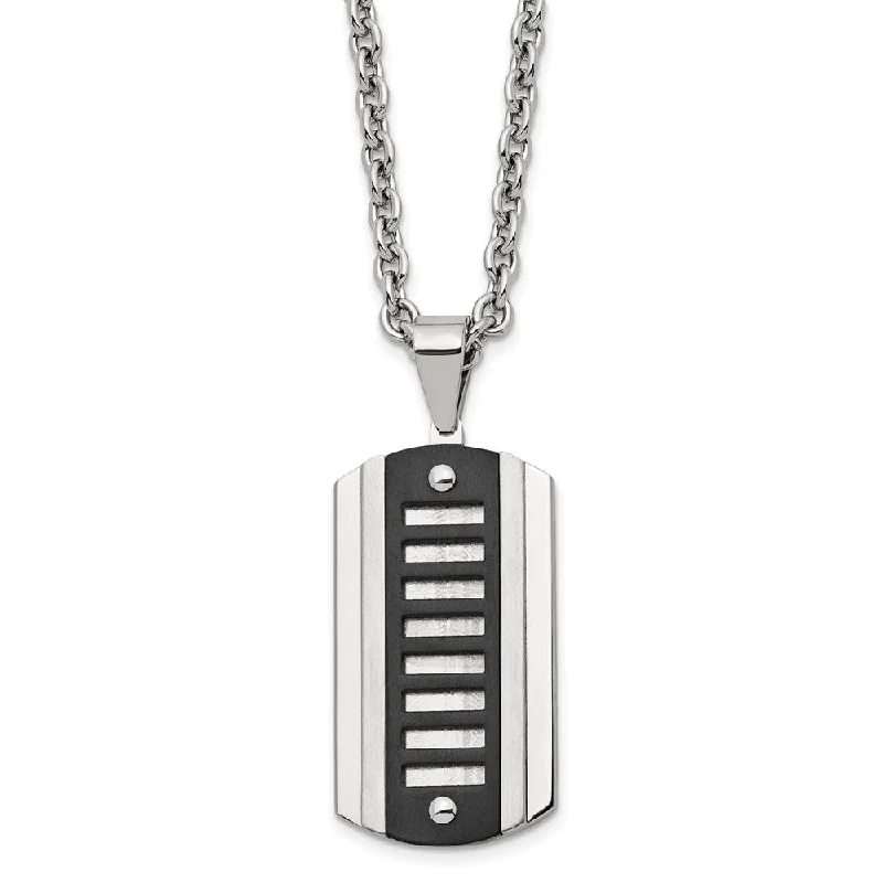 Men's Stainless Steel Two Tone Dog Tag Necklace, 24 Inch