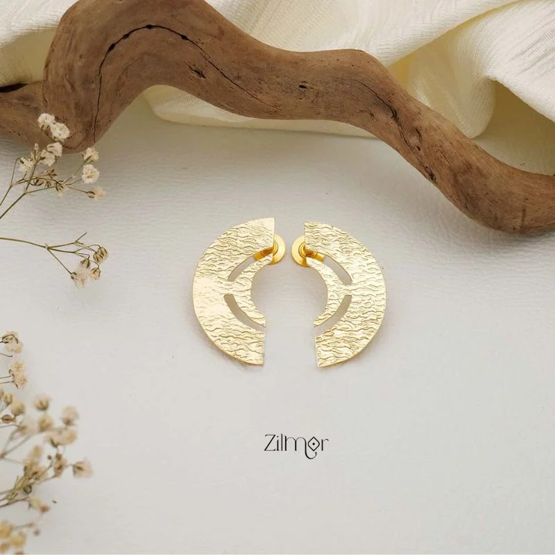 Half Moon Brass Stud Earrings - AS100734