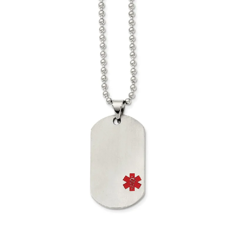 Titanium Medical Dog Tag on Stainless Steel Necklace 22 Inch