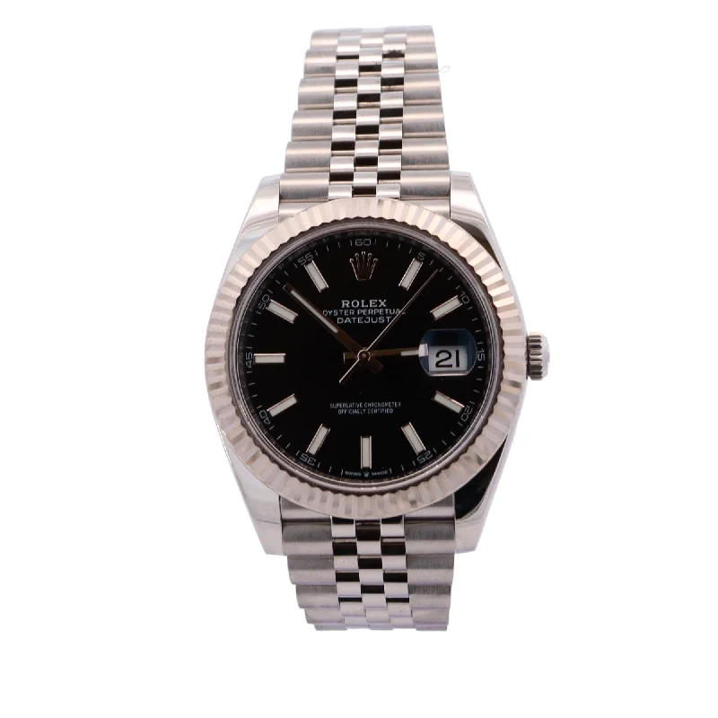 Rolex Men's Datejust 41 Stainless Steel 41mm Black Stick Dial Watch Reference #: 126334