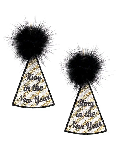 New Year Pom Pom Earrings