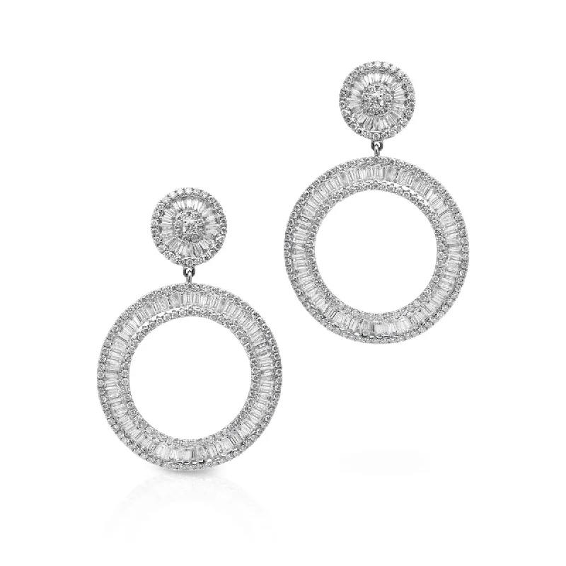 14KT White Gold Baguette Diamond Chandara Earrings