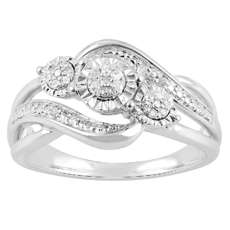 Sterling Silver 0.12ct Diamond Brilliant Illusion Ring