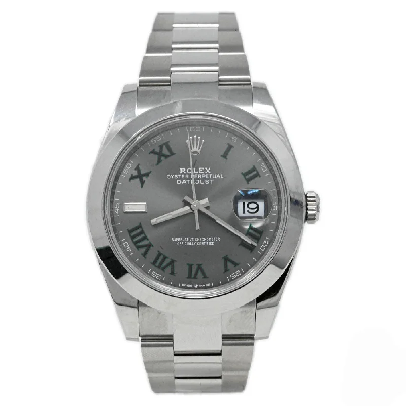 Rolex Datejust Stainless Steel 41mm Wimbledon Roman Dial Watch Reference# 126300