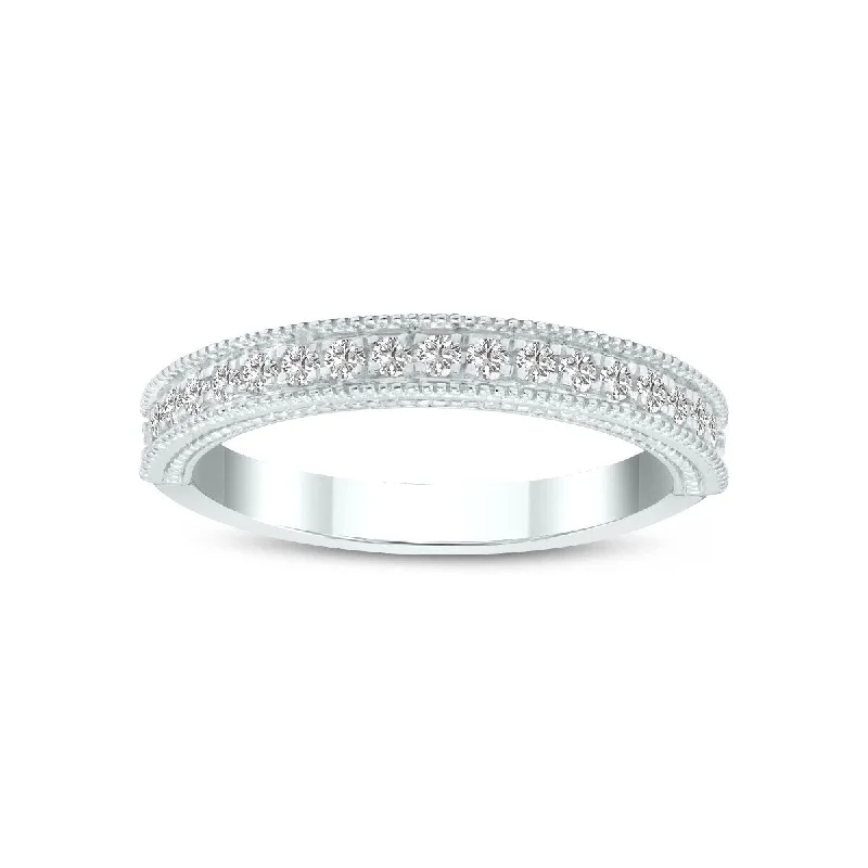 Marquee Jewels 1/4 Carat TW Round Lab Grown Diamond Wedding Band in 14K White Gold