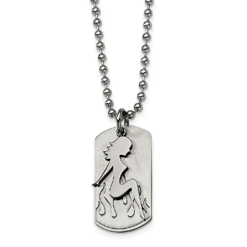 Men's Stainless Steel Lady Dog Tag Necklace