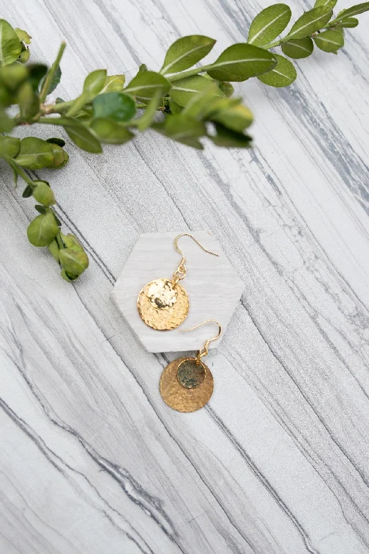 Gold Hammered Coin Earring