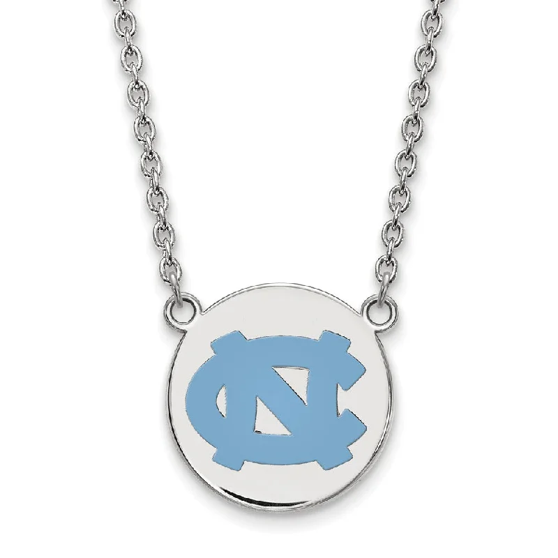 Sterling Silver North Carolina Large Enamel Disc Pendant Necklace