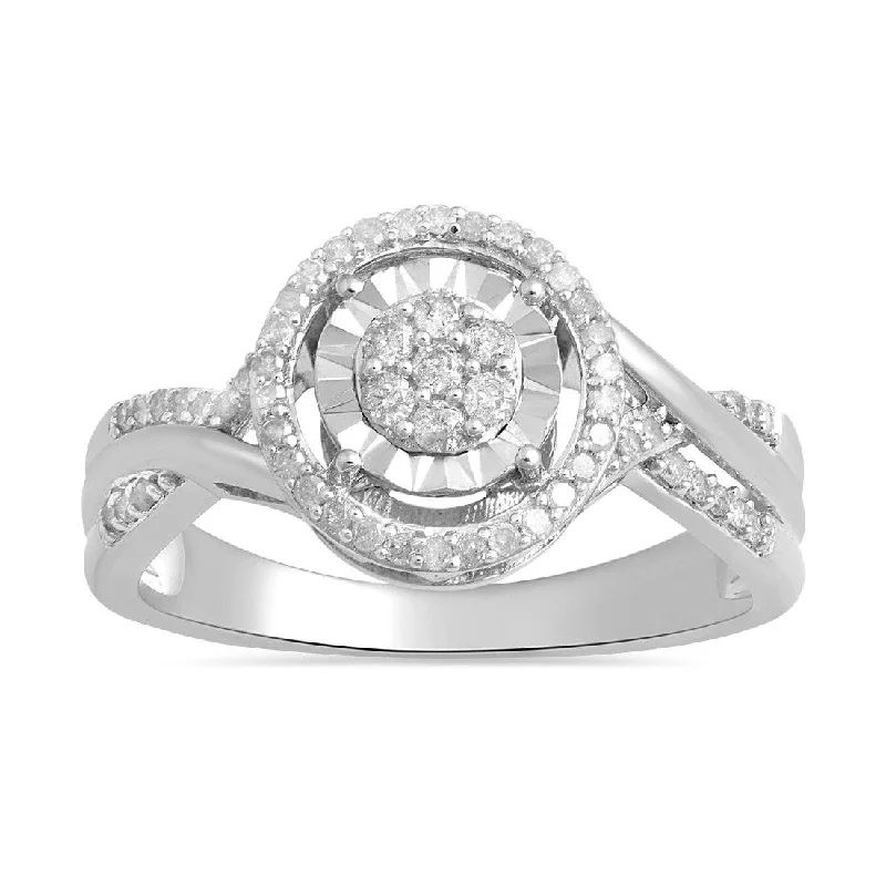 Sterling Silver 0.25ct Diamond Brilliant Illusion Miracle Halo Ring