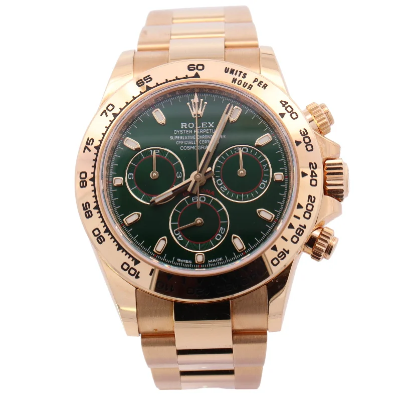 Rolex Daytona 40mm "John Mayer" 18k Yellow Gold Green Chronograph Dial Watch Reference #: 116508