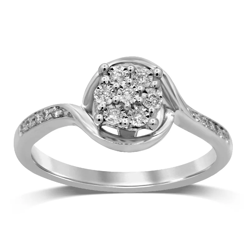 Brilliant Composite Ring with 0.10ct of Diamonds in 9ct White Gold