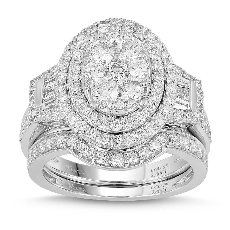 Meera Brilliant Halo & Matching Eternity Ring Set with 2.00ct of Laboratory Grown Diamonds in 9ct White Gold