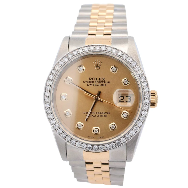 Rolex Datejust TT Steel and Yellow Gold 36mm Champagne Diamond Dial Watch Reference #: 16233