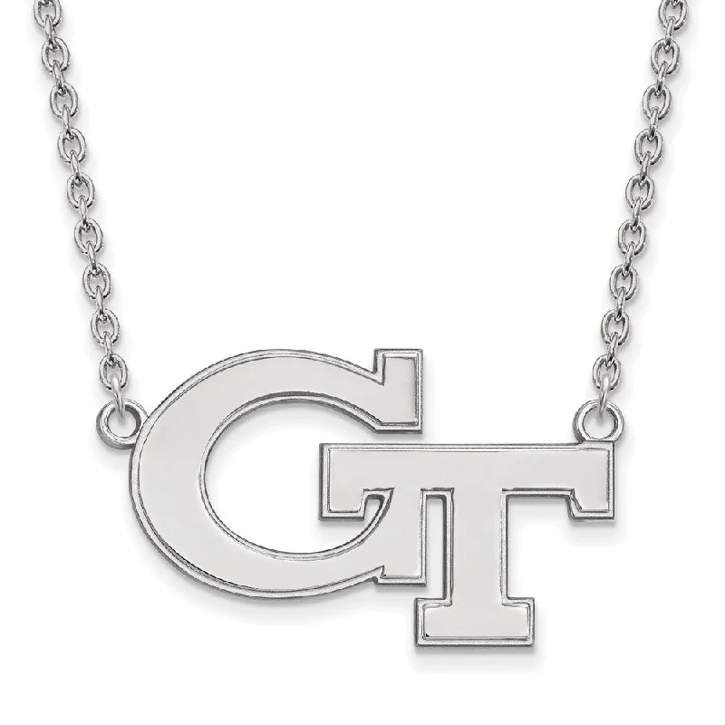 10k White Gold Georgia Technology Lg Logo Pendant Necklace