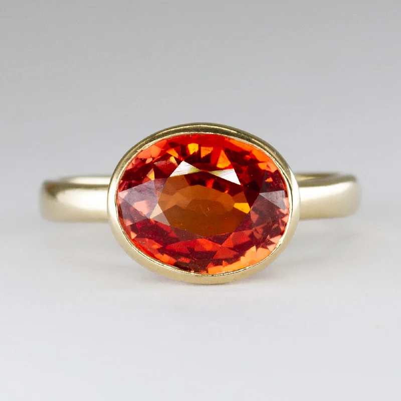 Synthetic Orange Sapphire Cocktail 14k Ring | 2.85ctw | SZ 5.75 |