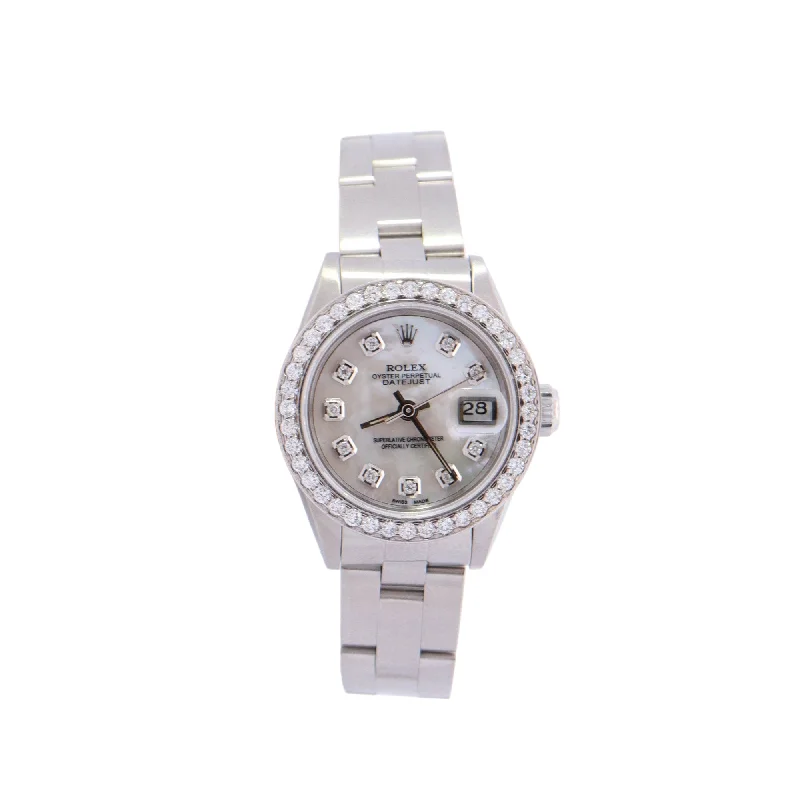 Rolex Lady Datejust Stainless Steel 26mm MOP Diamond Dial Watch Reference #: 69240