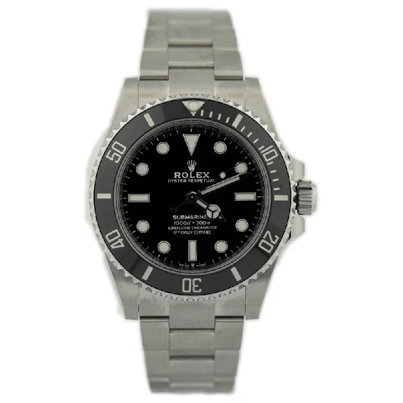 Rolex No-Date Submariner Stainless Steel 41mm Black Dot Dial Watch Reference# 124060