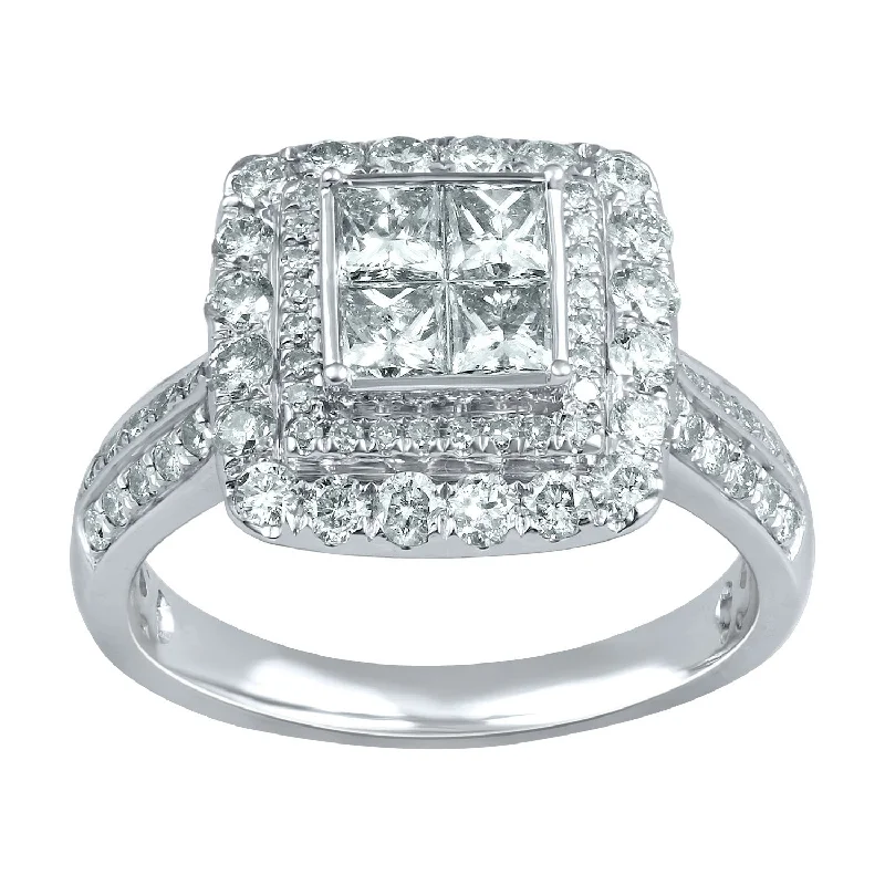 Double Halo Ring with 1.50ct of Diamonds in 9ct White Gold