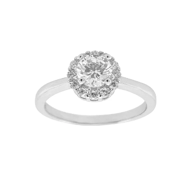 Sterling Silver Cubic Zirconia Halo Surround Ring