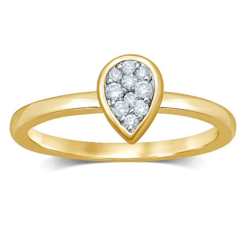 Meera Bezel Pear Shape Ring with 0.10ct of Laboratory Grown Diamonds in 9ct Yellow Gold