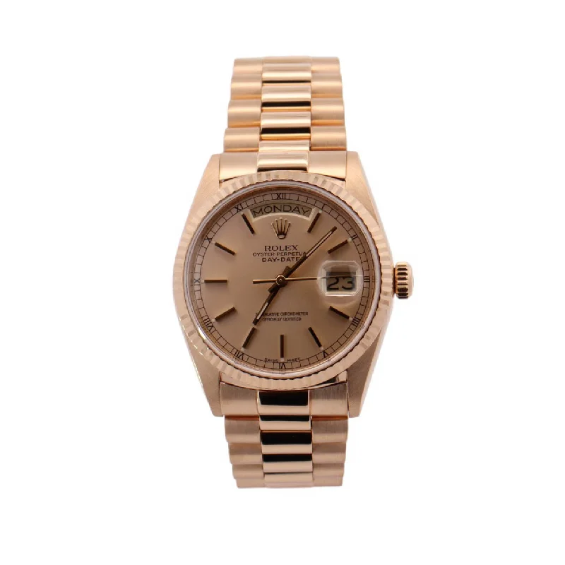 Rolex Day Date Yellow Gold 36mm Champagne Stick Dial Watch Reference #: 18038