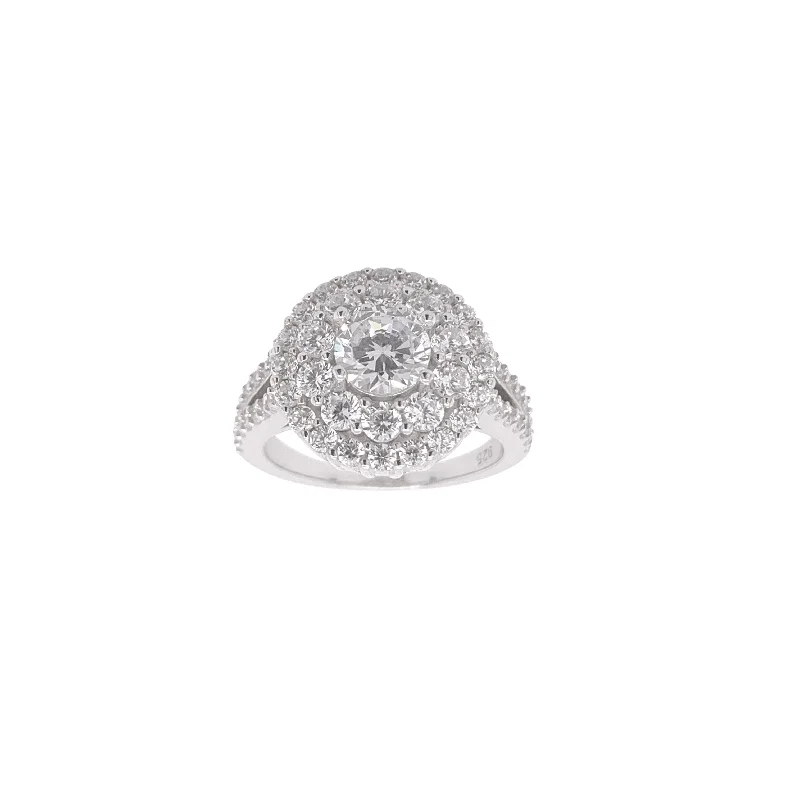 Sterling Silver Cubic Zirconia Multi Halo Fancy Ring