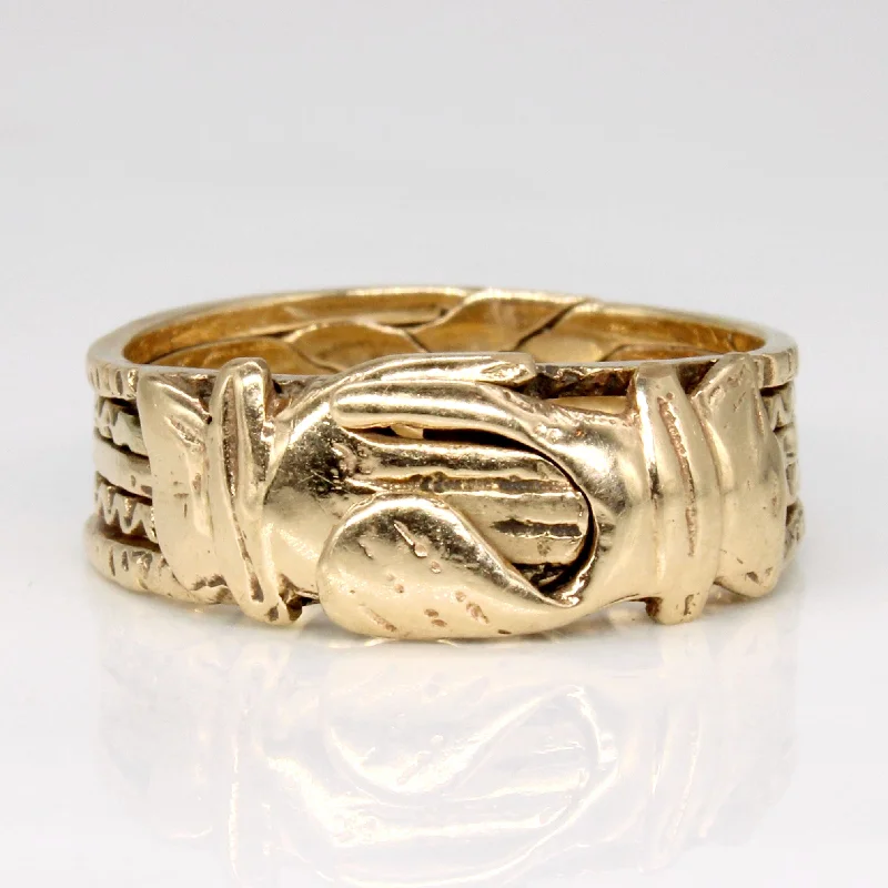 10k Yellow Gold Hand Holding Puzzle Ring | SZ 7 |