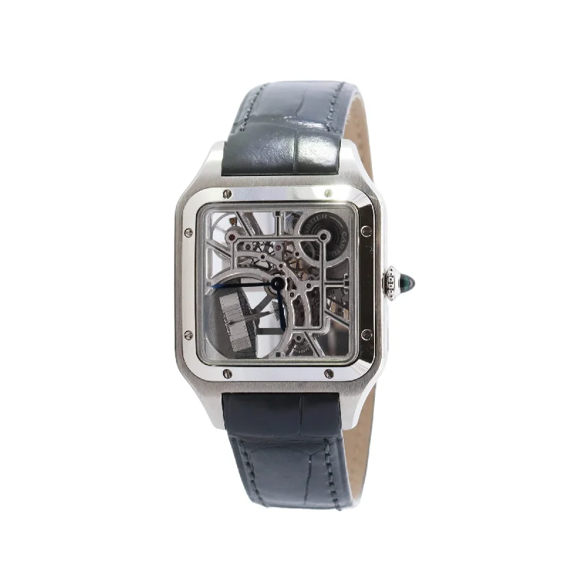 Cartier Santos Dumont Skeleton Stainless Steel Large Model 31mm Skeleton Dial Watch Reference #: WHSA0032