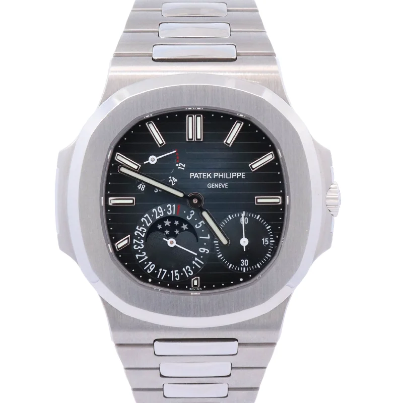 Patek Philippe Nautilus 40mm Stainless Steel Blue Stick Dial Watch Reference# 5712/1A-001