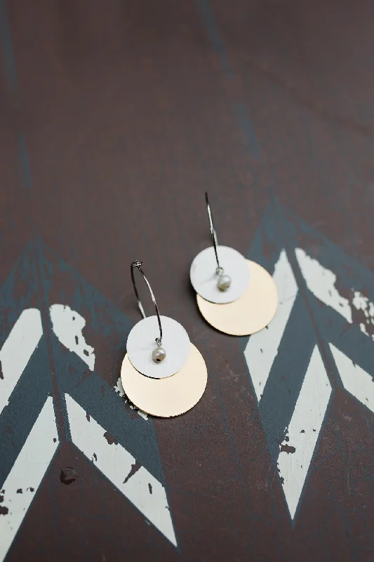 Mixed Metal Moon Earrings