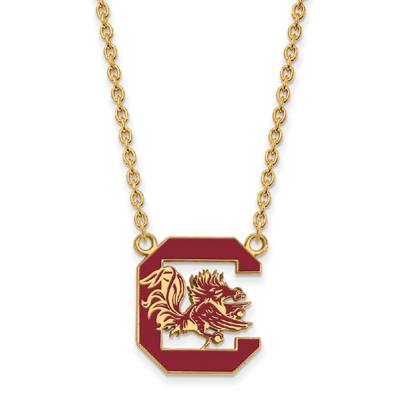 14k Gold Plated Silver South Carolina Lg Enamel Pendant Necklace