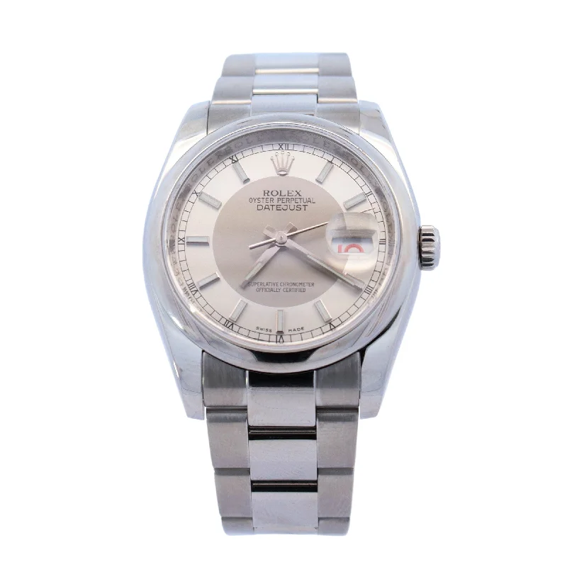 Rolex Datejust Stainless Steel 36mm Silver Stick Dial Watch Reference #: 116200