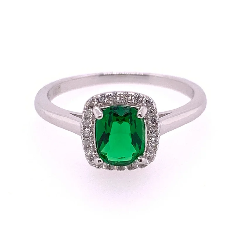 Sterling Silver Green Cubic Zirconia Ring