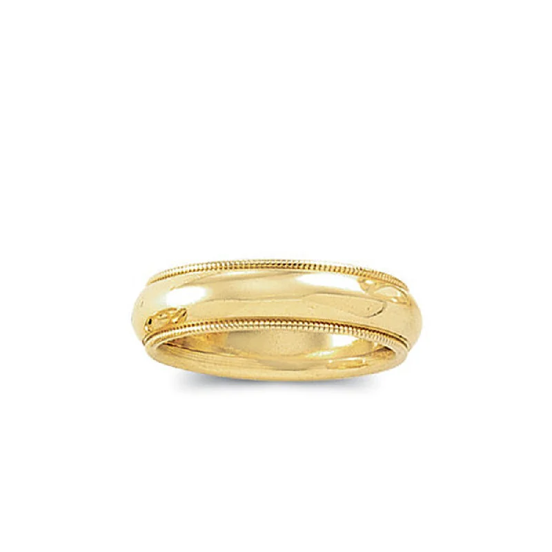 5mm Milgrain Edge Comfort Fit Domed Band in 14k Yellow Gold