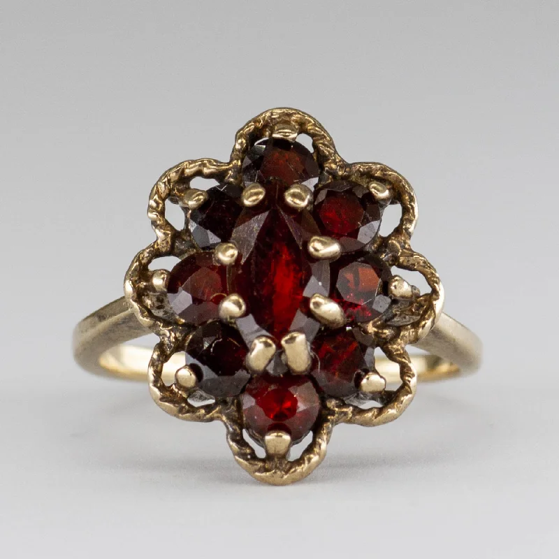 Garnet Cluster 10K Gold Ring | 0.95 ctw | SZ 2.75 |