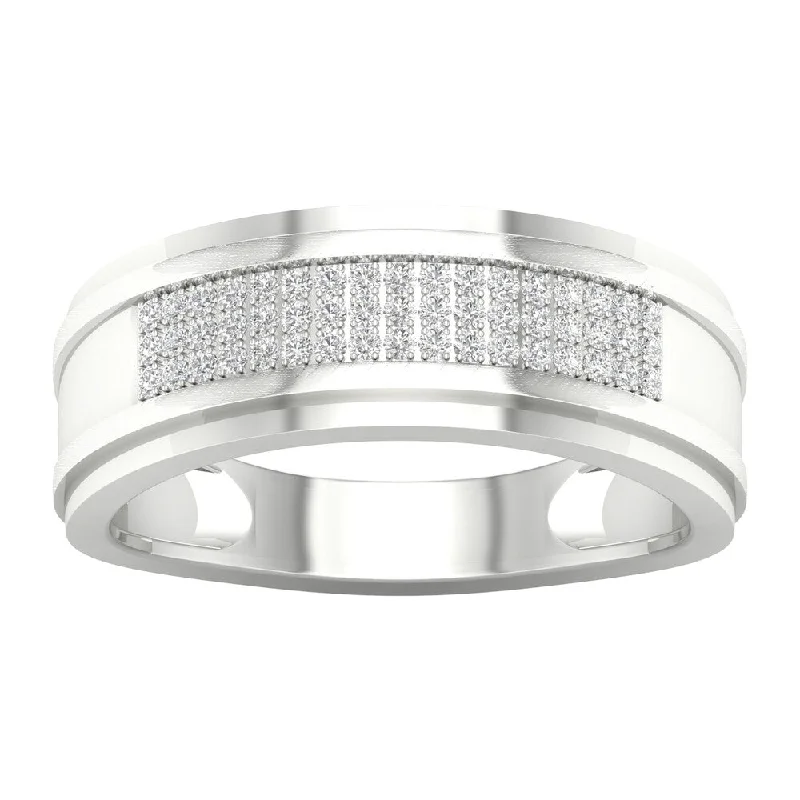 1/8ct TDW Diamond Men's Wedding Band in 10k Gold by De Couer - Yellow