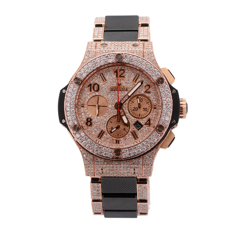 Hublot Big Bang Rose Gold 44mm Custom Pave Diamond Dial Watch Reference#: 301.PB.131.PB