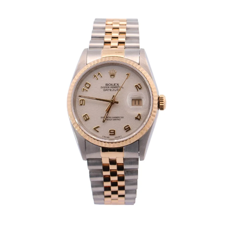 Rolex Datejust Two Tone Yellow Gold & Steel 36mm Ivory Jubilee Dial Watch Reference #: 16233